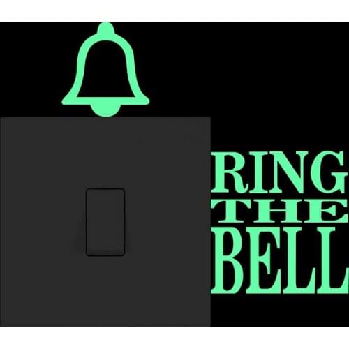 Ring the Bell Switch Sticker Glow in the Dark Open Door Indicating Sign Label Decal Funny Cartoon Home Decor Luminous Sticker