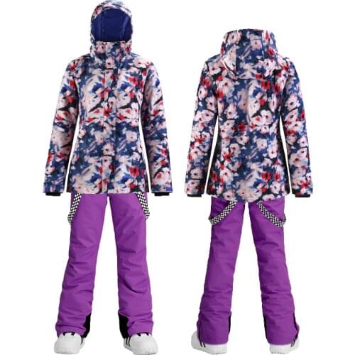 Ski Suit Women Winter Outdoor Snowboard Suit Windproof Waterproof Warm Thickened Jacket And Pants Snow Sports Alpine Ski Set