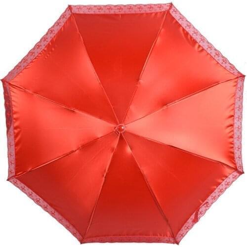 Fashion Lace Edge women Umbrella Festive Red Chinese Wedding Lace Bride Umbrella Reinforced Windproof Strong rain Umbrella
