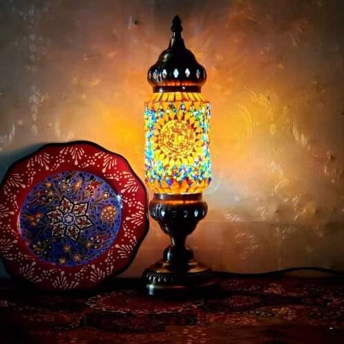Stained Glass Table Lamp Bedroom Lamp Bedside Table Lamp Turkish Style Homestay Decoration Classical Retro Romantic Decoration