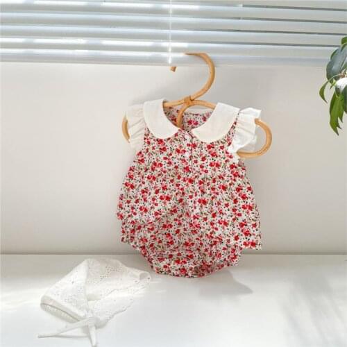 Newborn Baby Girl Clothes Romper Sleeveless Thin Bodysuit Floral Jumpsuit Baby Clothing for Girls Outfit 2021 Summer New