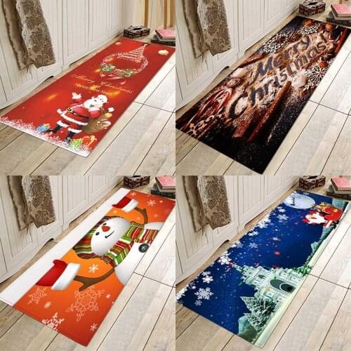 Christmas mat, Christmas happy mat, Christmas holiday background pad, water-absorbent, non-slippery flannel print pad