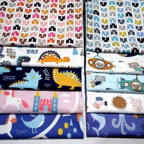 Cartoon Animal Cotton Fabric 100% Cotton Twill Printed for Diy Sewing Home Textile Child Dress Making Woven Soft Handmade Fabric