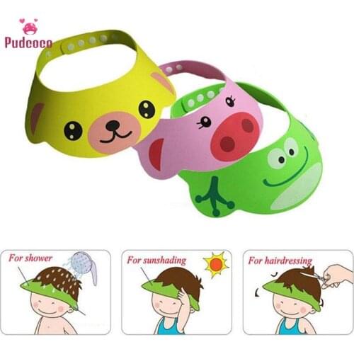 Pudcoco Baby Shampoo Cap Kids Adjustable Cartoon Shampoo Bath Bathing Shower Cap Wash Hair Shield Soft Security Shower Supplies