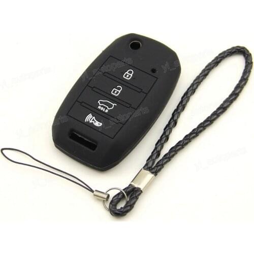 Black Silicone Case Cover Fit For Kia Sportage Fit Forte Sorento Remote Flip Key K4FFBK