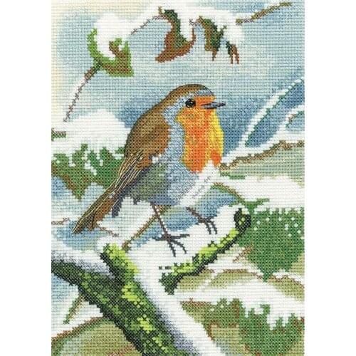 2021 Customized Embroidery Robin in Winter Funny Cross Stitch Pattern Kits with 100% Cotton Floss & Free Shipping for Wall Decor