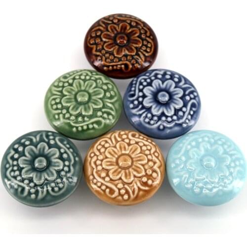 1pcs Porcelain Cabinet Handles Rustic Cabinet Knobs Wardrobe Handle Kids Bedroom Cupboard Drawers Knobs Dresser Pulls
