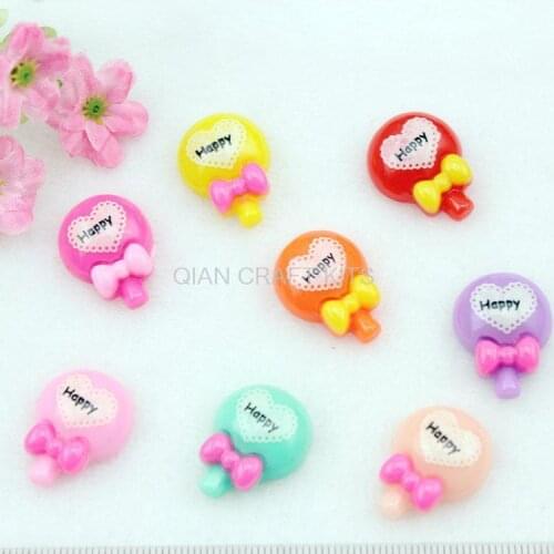 200 pcs lovely lolly Sweet hand paint candy assorted with bow resin Cabochon for Kawaii Decoden DIY Projects 22mm