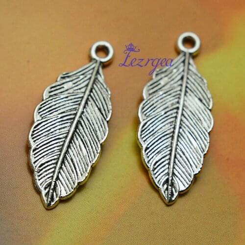 30pcs/lot--31x12mm, Antique silver plated leaf Charms ,DIY supplies, Jewelry accessories