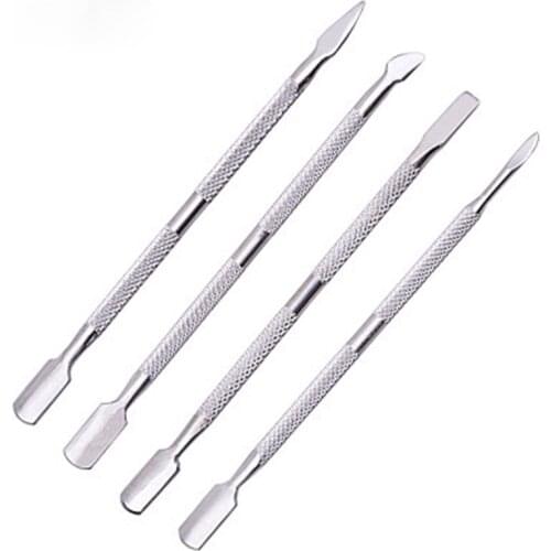 4pcs/lot Nail Cuticle Pusher Stainless Steel Double Sided UV Gel Cuticle Nail Art Manicure Tools Removal Dead Skin Pusher