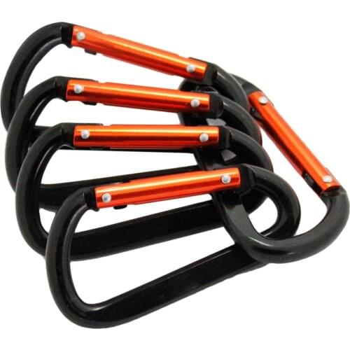 5pcs Aluminum Aolloy Carabiner Kattle Buckle Outdoor Camping Clmbing 8D Rivet Flattening Keychain Bag Buckle Fishing Tool