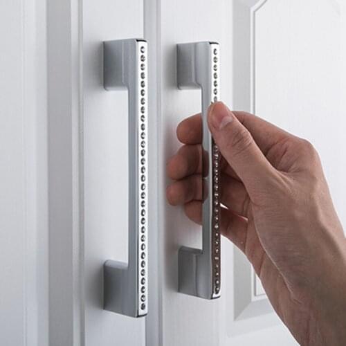 96 128 160 192mm modern fashion luxury K9 crystal kitchen cabinet wardrobe door handle silver chrome drawer cupboard knob handle