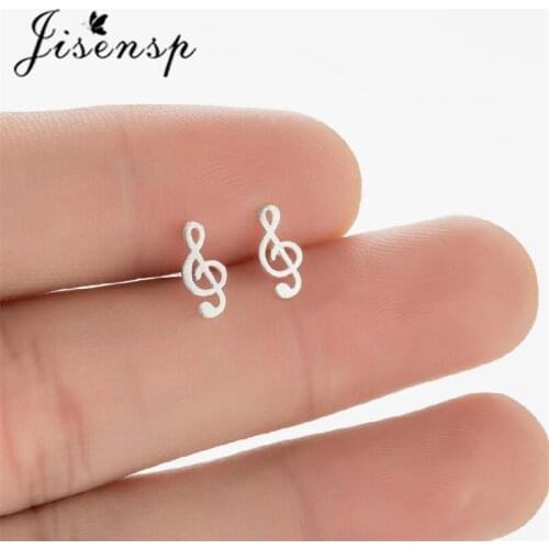 Jisensp Geometric Music Dream Symbol Earrings 925 Sterling Silver Music Notes Ear Studs for Women Simple Creative Jewelry Gift