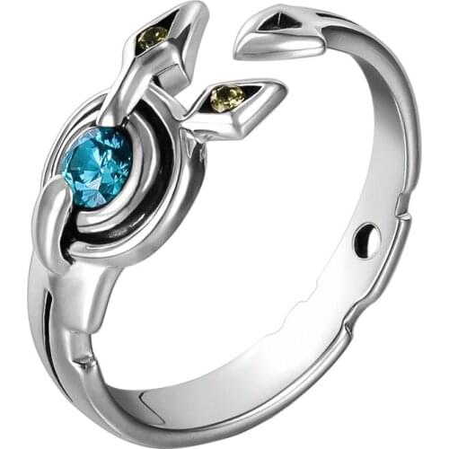 Anime NO GAME NO LIFE ZERO Stephanie Dola Jibril Shuvi Dora Ring S925 Sterling Silver Rings Christmas Cosplay Gift US size 7/8/9