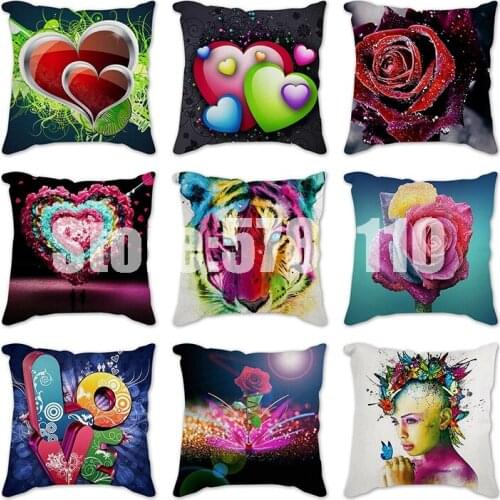 Creative Color Linen Printed Pillowcase Folk Style Watercolor Cushions Decorative Pillow Home Decor Sofa Throw Pillows Room