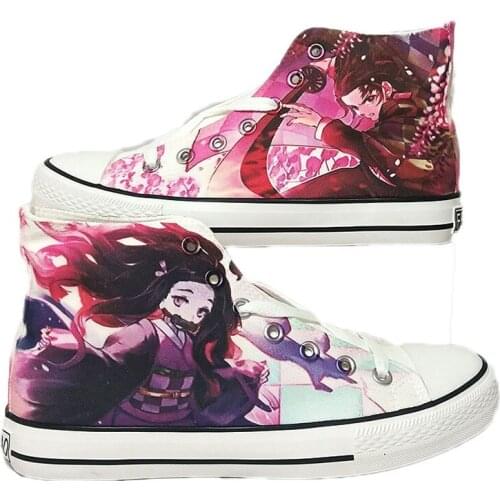 Anime Cartoon Demon Slayer Kamado Tanjirou Nezuko Casual Canvas Shoes plimsolls Flats duck shoes Sneakers 0