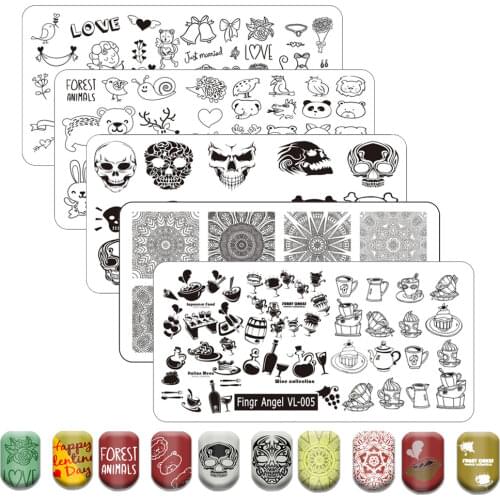 Stamping Plates Tea Set Theme Plate Marble Geometric Stainless Steel Nail Art Image Plate Stencil