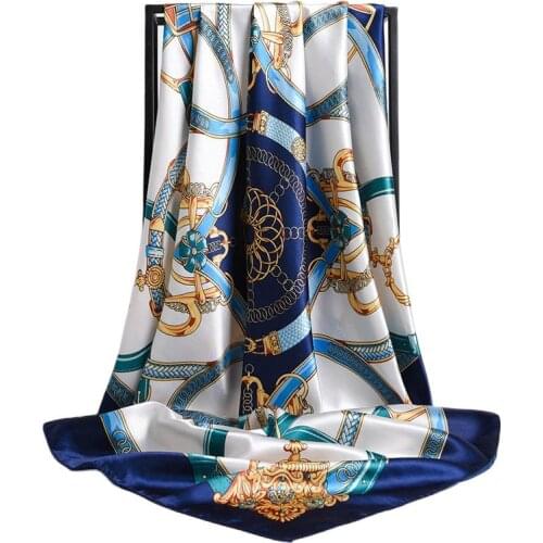 Square Scarves Women 90*90cm Satin Headscarf Silk Scarf For Ladies Hijab Female Shawls And Wrap Hair Scarves Bandanna