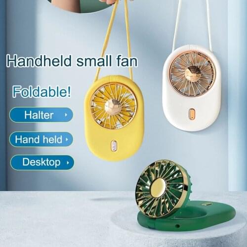 Summer Neck Hanging Portable Mini Fan Folding Handheld Mini Cord Usb Charge Fan Cooler Air Fan Table