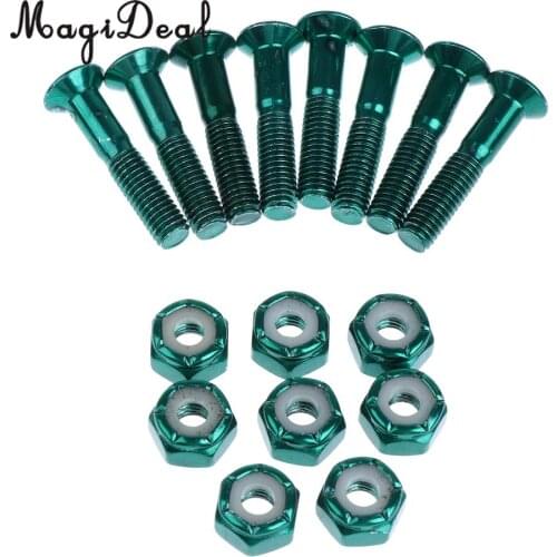 MagiDeal 8pcs Replacement Skateboard Truck Hardware Set Longboard Screws Bolts Green