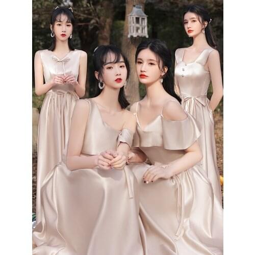 Shallow Khaki Elegant Brocade High Waist With Belt Slim Wedding Robes De Cocktail Christmas Birthday Bridesmaid Dresses 7163