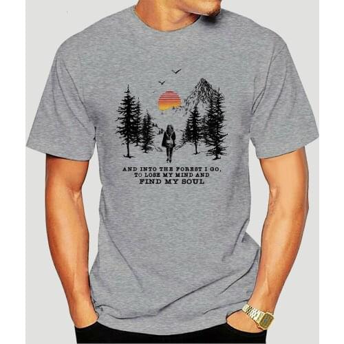 Men T ShirtAnd Into The Forest I Go To Lose My Mind And Find My Soul Mountain Girl Sunset Version Women t shirt 1136A