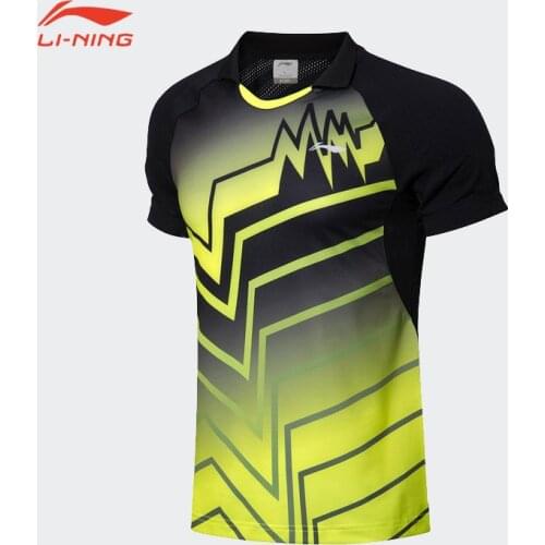 Li-Ning Men Qucik dry Badminton sports clothes Running Top Fitness Sports Tees Lining table tennis clothes AAYL109