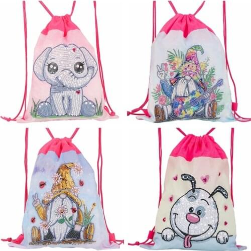 DIY Special Shaped Drill Diamond Painting Mosaic Oxford Cloth Backpack Kit Rhinestone Drawing Picture Drawstring Bags Set Craft