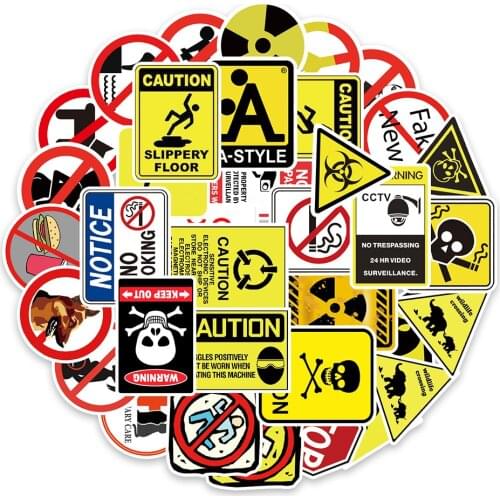10/50PCS Warning Stickers Danger Banning Signs Reminder Waterproof Decal Sticker To Laptop Motorcycle Luggage Phone Snowboard