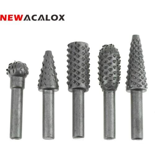 NEWACALOX 5pcs Mini Micro Cutter Tool Rotary Burr For Dremel Woodworking Tools Wood Drills Bits Wood Carving Tools Drill Bit Set