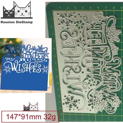 2021 New Cut Die Christmas Warm Winter Wishes Lace Metal Cutting Dies DIY Scrapbooking Steel Craft Die Cut Embossing Paper Cards