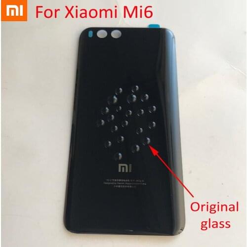 Original Glass Lid For Xiaomi 6 Mi6 mi 6 Back Cover Back Door Replacement Hard Battery Case Rear Housing with STICKER Adhesive