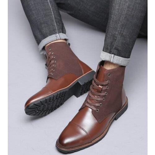 Autumn Men Boots Big Size 39-48 Vintage Style Boots Men Shoes Casual Fashion High-Cut Lace-up Warm Military Men Boots S4-25