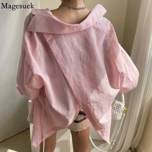 Autumn Chic Irregular Split Back Loose Woman Blouses Casual Long Sleeve Cotton Blouse Women Korean Solid Shirts Tops Blusa 15837