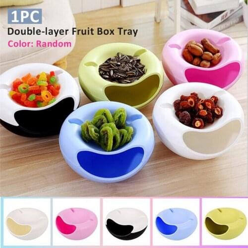 Plastic Storage Box Double-layer Circular Melon Seeds Snack Bowl Fruit Tray Modern Living Room Creative Shape Nut Bowl
