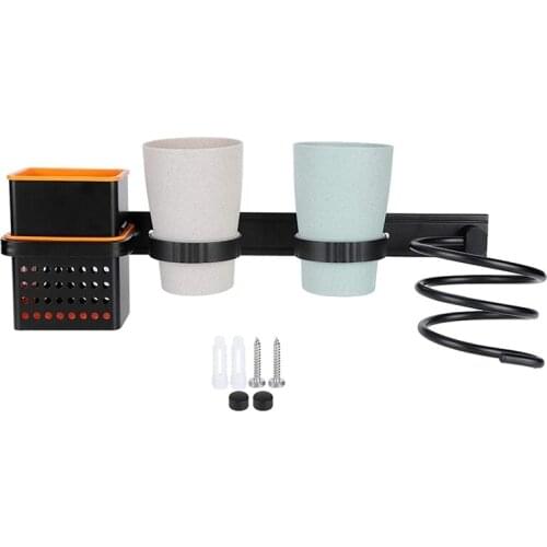 Shelf Wall Mount Hair Dryer Rack Toothbrush Holder for Bathroom Multifunctional Space Aluminum Storage Rack
