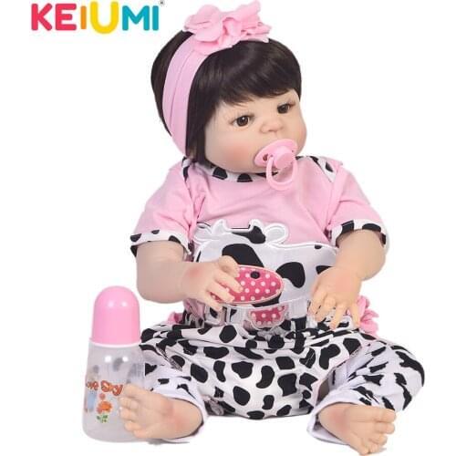 KEIUMI 23 Inch Reborn Menina Dolls 57 cm Realistic Full Silicone Vinyl Reborn Baby Dolls Newborn bebe For Kids Playmates New