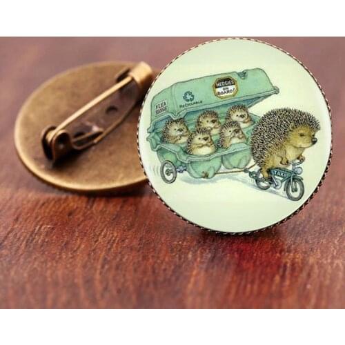 SUTEYI Cute Animals Hedgehog Brooches Pins Women Men Glass Brooch Fashion Wedding Jewelry Charm Party Gift