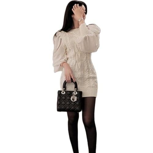 Sweater knitting one piece korea ladies Winter Long Sleeve crew neck warm Sexy casual Party Dresses for women clothing