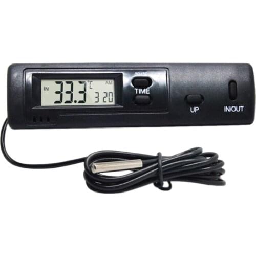 Fridge Freezer Car IN and OUT Thermometer and Clock ℃/℉ 12/24 Hour Internal External Temperature Display with 1m sensor