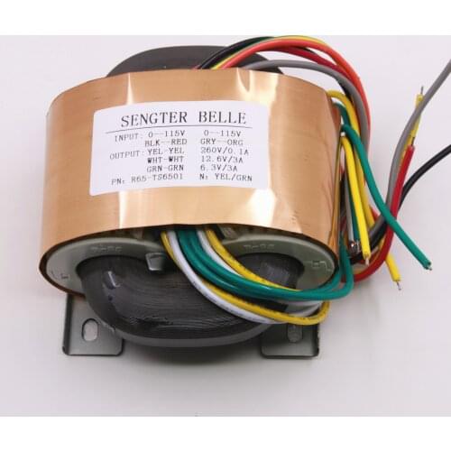 HiFi Tube Preamplifier Tube Phono Transformer Output: 0-260V (0.1A), 0-12.6V (3A), 0-6.3V (3A) R-type Transformer Power Supply