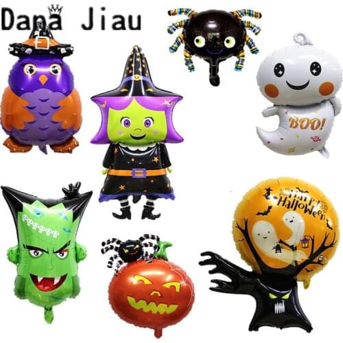 High quality HAPPY Halloween party decoration helium air foil balloon pumpkin ghost Pirate Ship hair brand sorceress toy sale