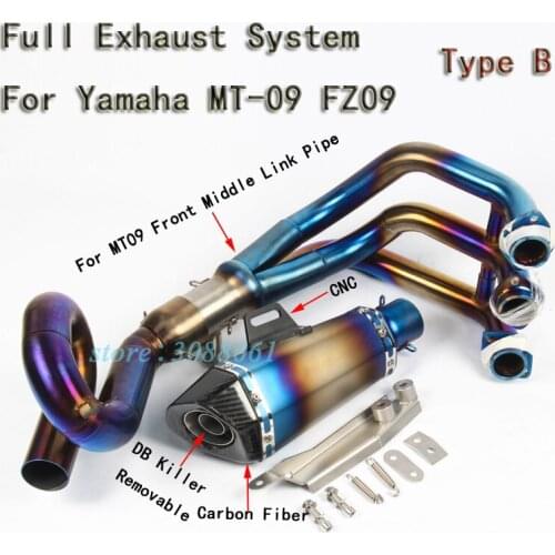 Slip On For Yamaha MT09 MT-09 FZ09 FZ-09 Motorcycle Full Exhaust System Modified Carbon Muffler Front Middle Link Pipe DB Killer