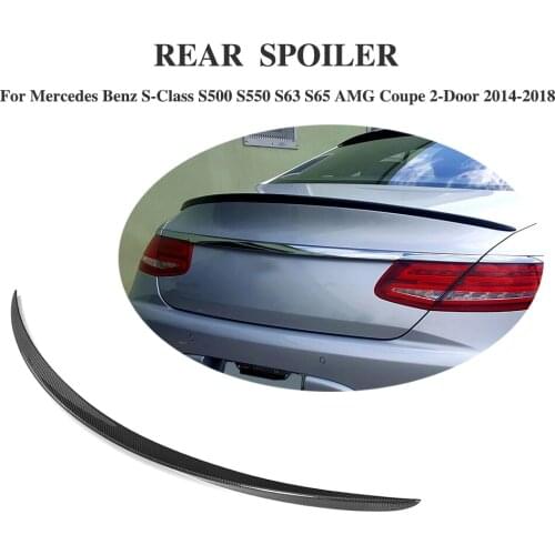 Carbon Fiber Rear Spoiler Window Wings For Mercedes-Benz S Class S500 S550 S63 S65 AMG Coupe 2D 14-18 FRP Black