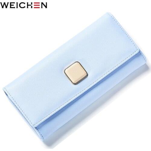 WEICHEN Brand Designer Women Long Wallet Hasp Soild Ladies Money Purse Phone Coin Pocket Fashion Female Clutch Wallets