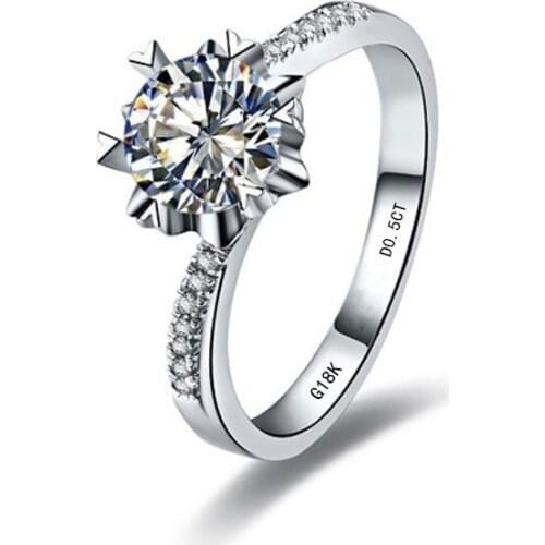 0.5 Carat Genuine White Gold Snow Flake Style Prevalent Genuine Moissanite Women Engagement Ring Fabulous Promise Wedding Ring