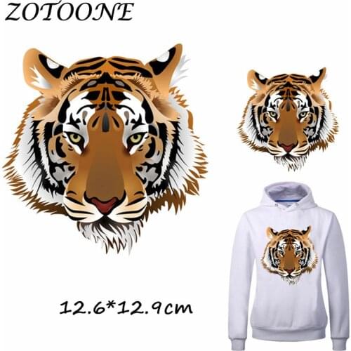 ZOTOONE Cool Fashion Tiger Patch for Clothes T Shirt Ironing on Patches Stickers DIY Heat Transfer Accessory Washable Appliques