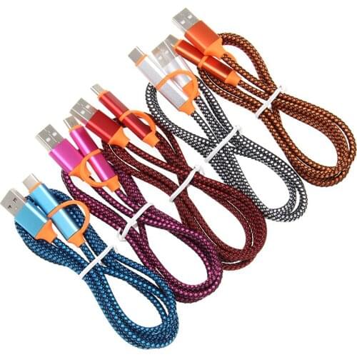 0.25m 1m 2 in 1 Type-C Cable Micro USB Cables Fast Charging usb type c cable for Samsung Galaxy S9 S10 Note 8 Xiaomi Huawei