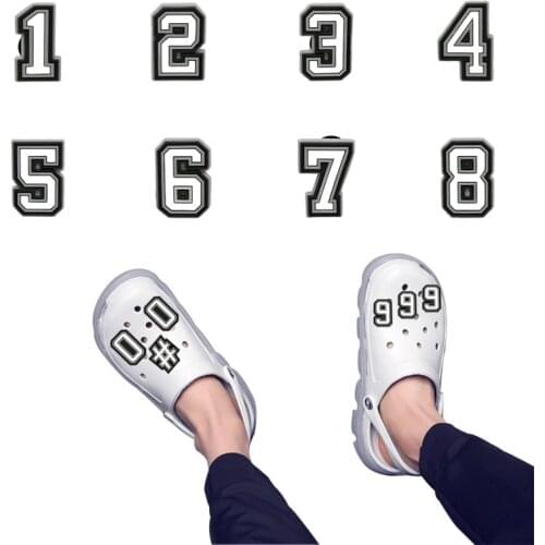 1pcs Black & White Digital Shoe Charms Arabic Numbers Shoe Decorations Accessories Free Combination Figures Ornaments Kid Gift