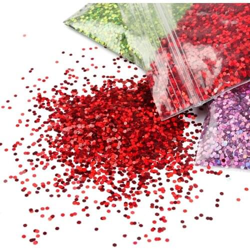 10g/pack 1mm Holographic Nail Art Glitter Hexagonal Sequin Dust Silver Gold Blue Red Manicure Decorative Pigment Powder